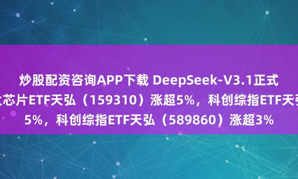 炒股配资咨询APP下载 DeepSeek-V3.1正式发布，深市同标的最大芯片ETF天弘（159310）涨超5%，科创综指ETF天弘（589860）涨超3%