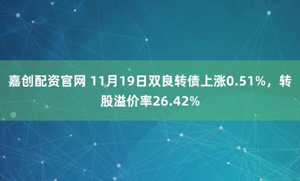 嘉创配资官网 11月19日双良转债上涨0.51%，转股溢价率26.42%