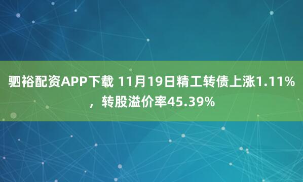 驷裕配资APP下载 11月19日精工转债上涨1.11%，转股溢价率45.39%