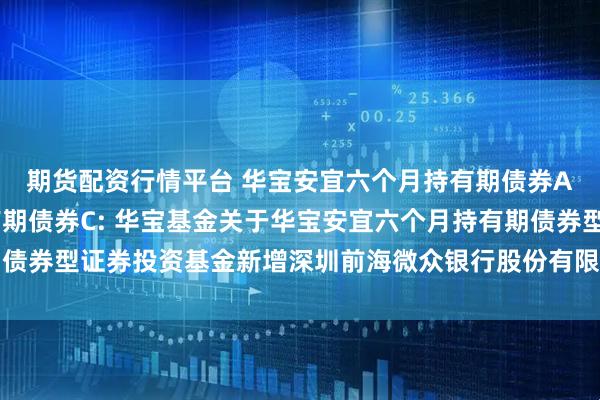 期货配资行情平台 华宝安宜六个月持有期债券A,华宝安宜六个月持有期债券C: 华宝基金关于华宝安宜六个月持有期债券型证券投资基金新增深圳前海微众银行股份有限公司为代销机构的通知