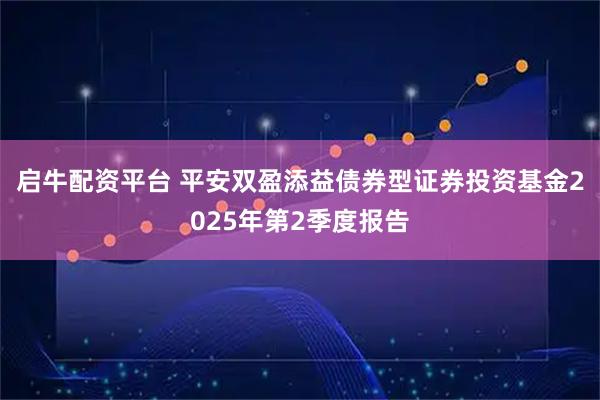 启牛配资平台 平安双盈添益债券型证券投资基金2025年第2季度报告
