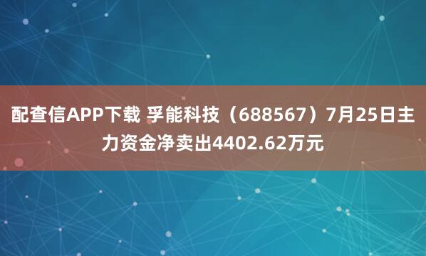 配查信APP下载 孚能科技（688567）7月25日主力资金净卖出4402.62万元